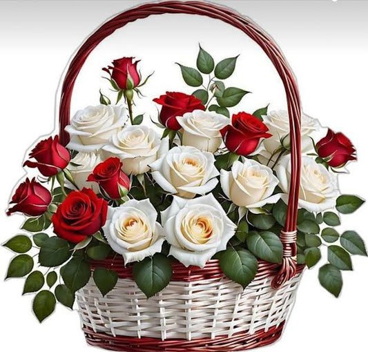 Cesta de rosas rojas